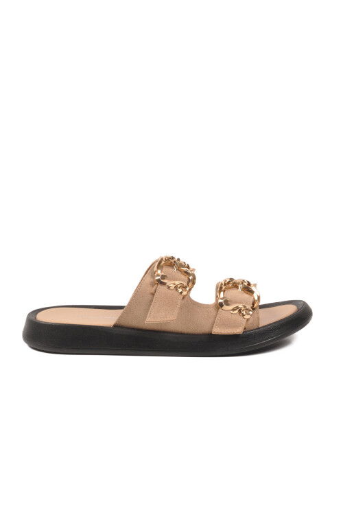 Nude Çift Bantlı Hafif Kadın Günlük Terlik 513086 Z