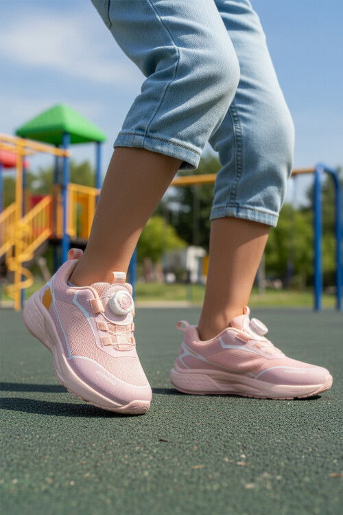 Pembe Misina Bağcıklı Fileli Hafif Kız Çocuk Spor Ayakkabı 2036 F
