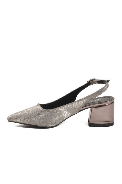 Platin Simli Topuklu Kadın Abiye Ayakkabı 417688 Z