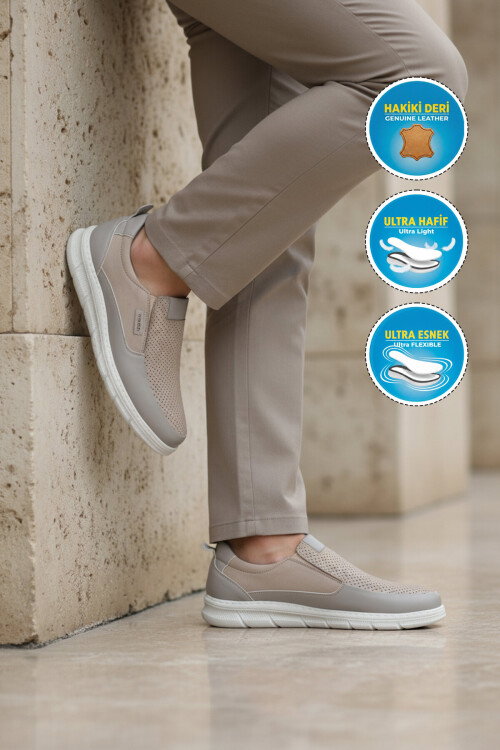Premium Kum Hakiki Deri Anatomik Erkek Casual Ayakkabı 3704 M