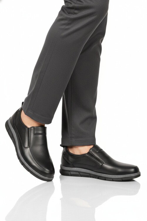 Premium Siyah Hakiki Deri Anatomik Erkek Casual Ayakkabı 3704 M