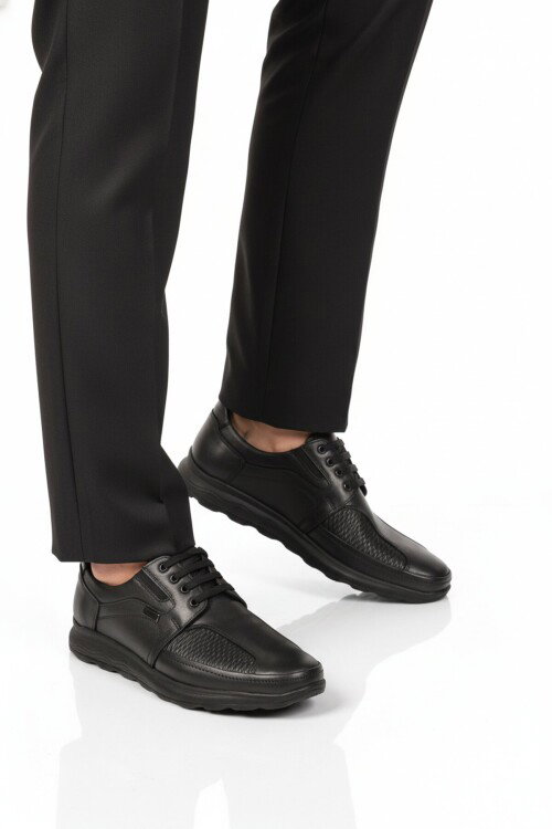 Premium Siyah Hakiki Deri Anatomik Erkek Casual Ayakkabı 506 M