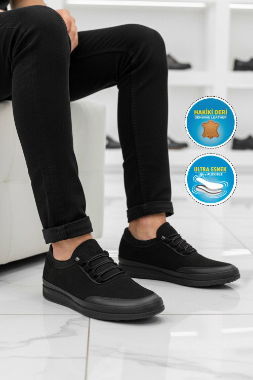 Premium Siyah Nubuk Hakiki Deri Anatomik Erkek Casual Ayakkabı 703 M