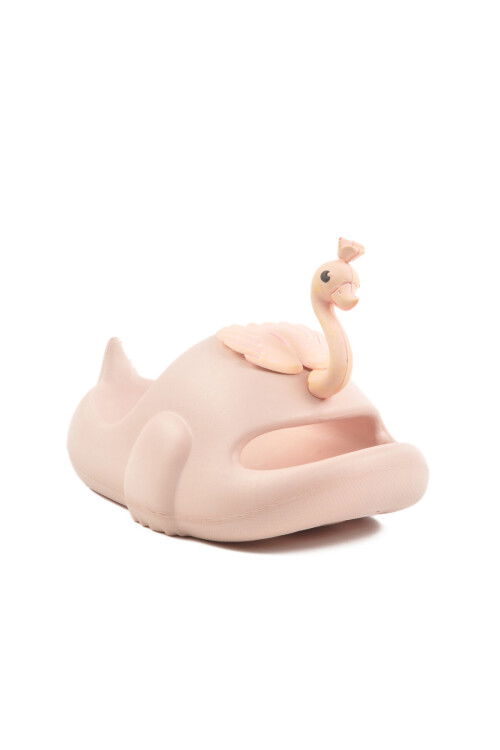 Pudra Suni Deri Çocuk Terlik Kuğu P-F