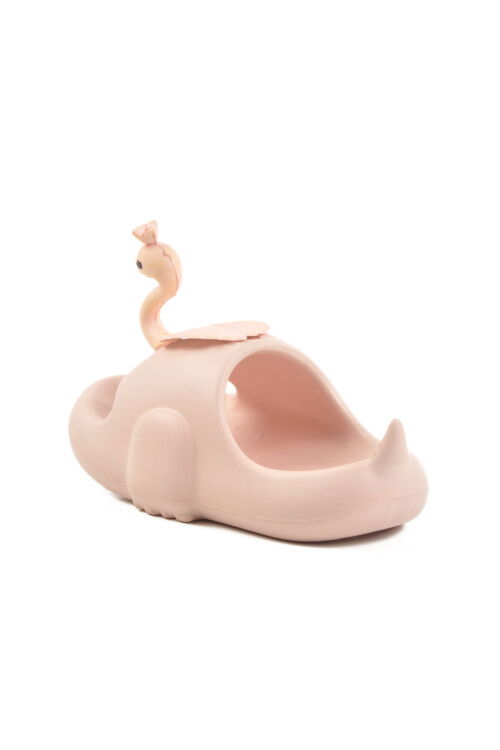 Pudra Suni Deri Çocuk Terlik Kuğu P-F