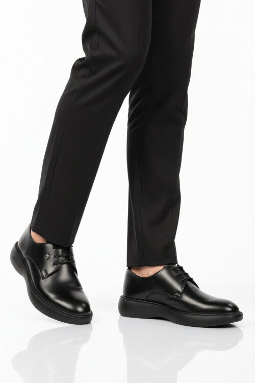 Black Open Genuine Leather Mens Casual Shoes 70914 M