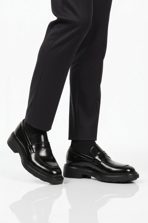 Siyah Açma Hakiki Deri Erkek Casual Ayakkabı 3254 M