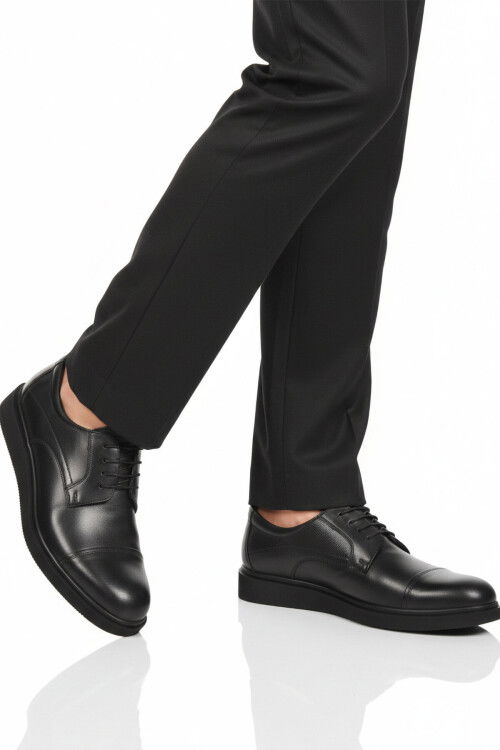 Siyah Baskılı Hakiki Deri Erkek Casual Ayakkabı 917 M