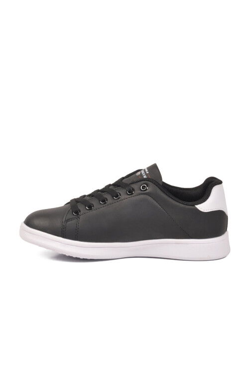 Siyah Beyaz Cilt Bağcıklı Hafif Unisex Sneaker Bst-1002 G