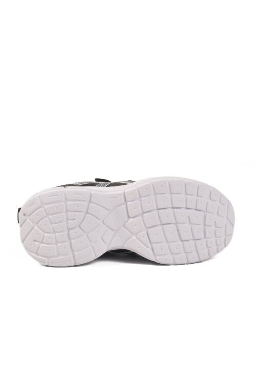 Siyah Beyaz Cırtlı Fileli Hafif Unisex Çocuk Spor Ayakkabı Ruffon F