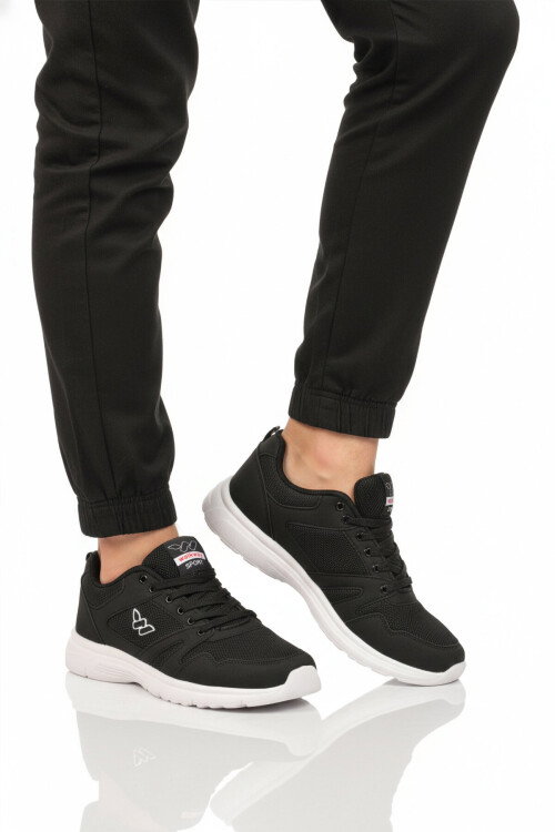 Siyah Beyaz Fileli Hafif Hava Alabilen Esnek Erkek Spor Ayakkabı 020 M