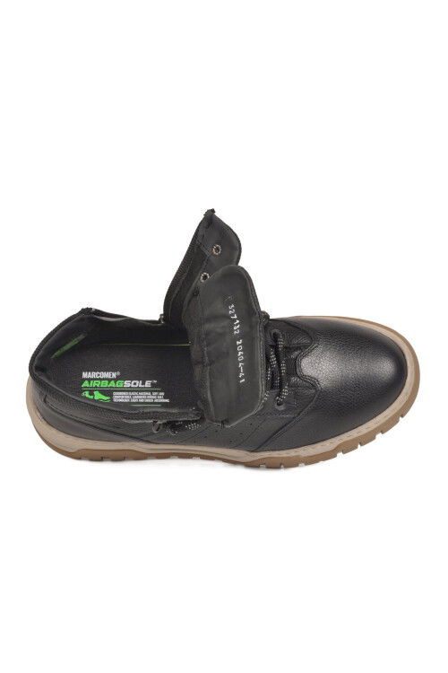 Siyah Hakiki Deri Bağcıklı Fermuarlı Erkek Bot 152-20404-2 M