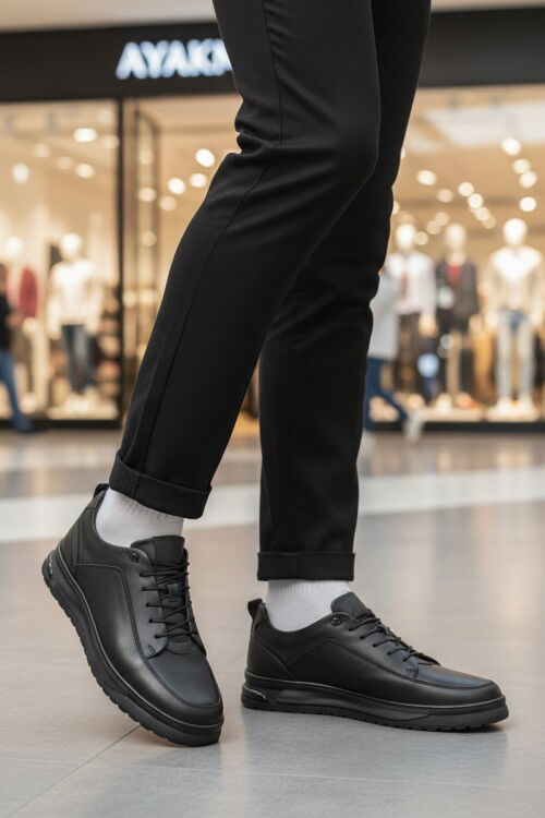 Siyah Hakiki Deri Erkek Casual Ayakkabı 138 M