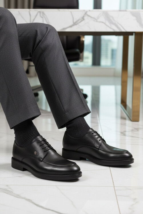 Siyah Hakiki Deri Erkek Casual Ayakkabı 618 M