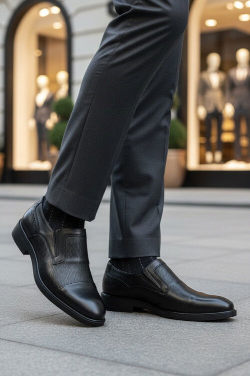 Siyah Hakiki Deri Erkek Klasik Ayakkabı 022 M