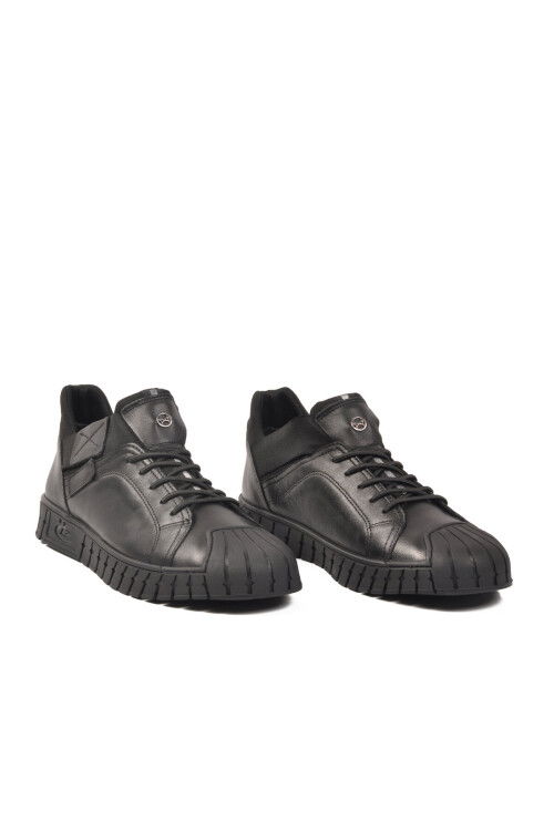 Siyah Hakiki Deri Erkek Casual Ayakkabı 152-18431 M