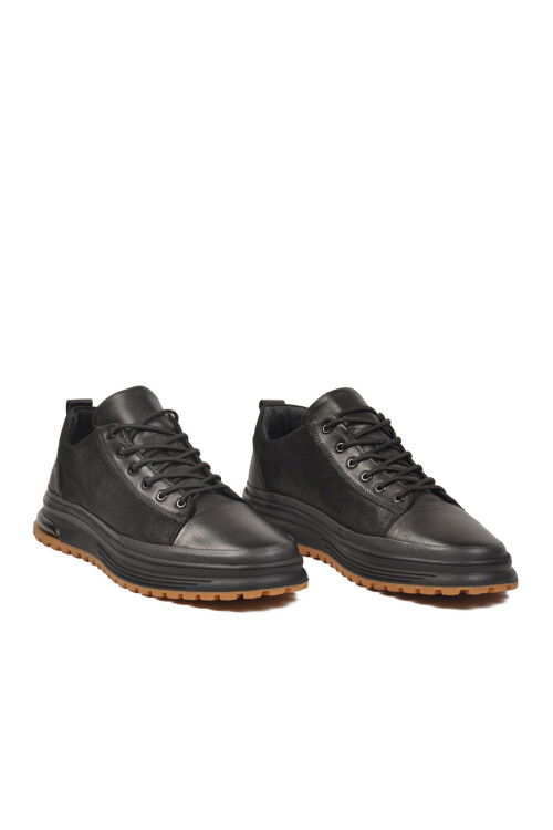 Siyah Hakiki Deri Erkek Casual Ayakkabı 152-18438 M