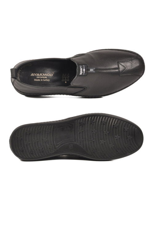 Siyah Hakiki Deri Ortopedik Erkek Casual Ayakkabı 308 M