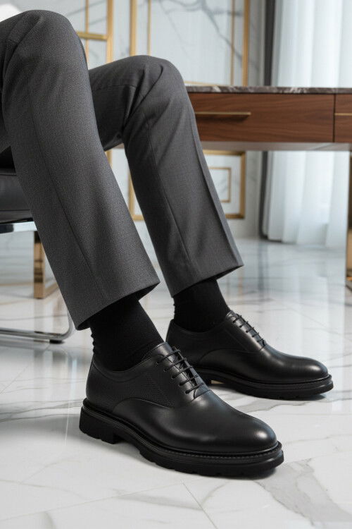 Siyah Hakiki Deri Erkek Casual Ayakkabı 381 M