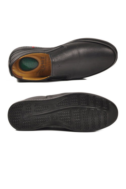 حذاء كاجوال رجالي من الجلد الطبيعي باللون الأسود مقاس 478 م