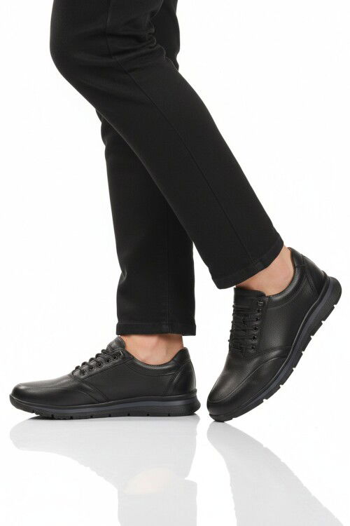 Siyah Hakiki Deri Anatomik Jel Taban Erkek Casual Ayakkabı 901 M