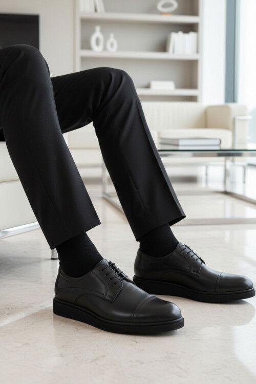 Siyah Hakiki Deri Erkek Casual Ayakkabı 917 M