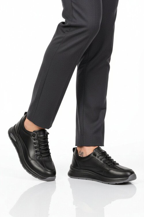 Premium Siyah Hakiki Deri Erkek Casual Ayakkabı 3003 M