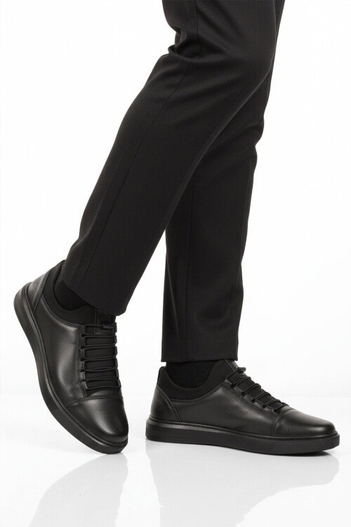 Siyah Hakiki Deri Ortopedik Erkek Casual Ayakkabı 422 M