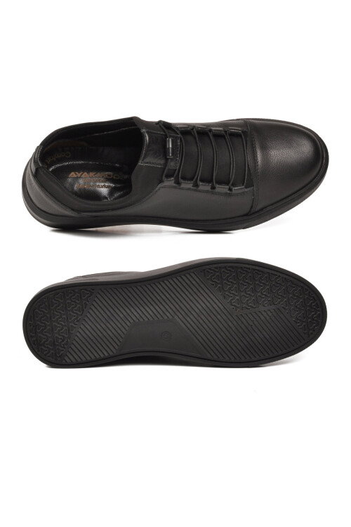 Siyah Hakiki Deri Ortopedik Erkek Casual Ayakkabı 422 M
