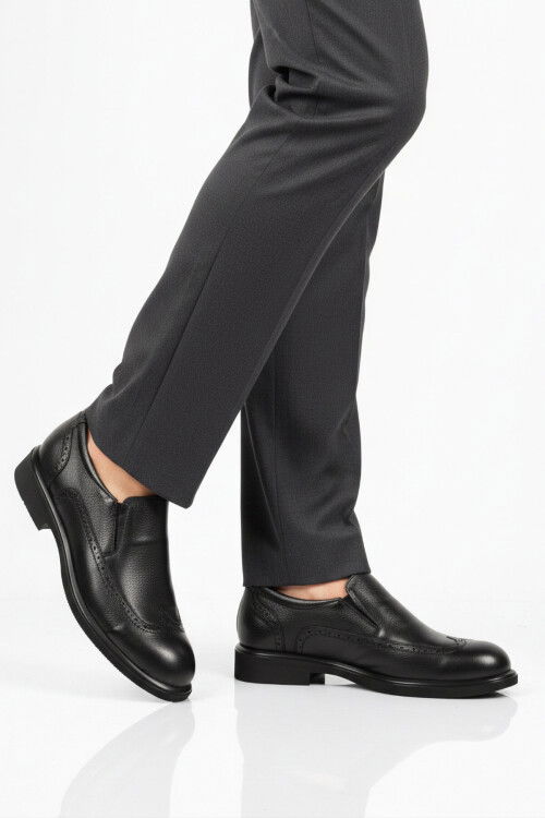 Premium Siyah Hakiki Deri Anatomik Erkek Klasik Ayakkabı 2074 M