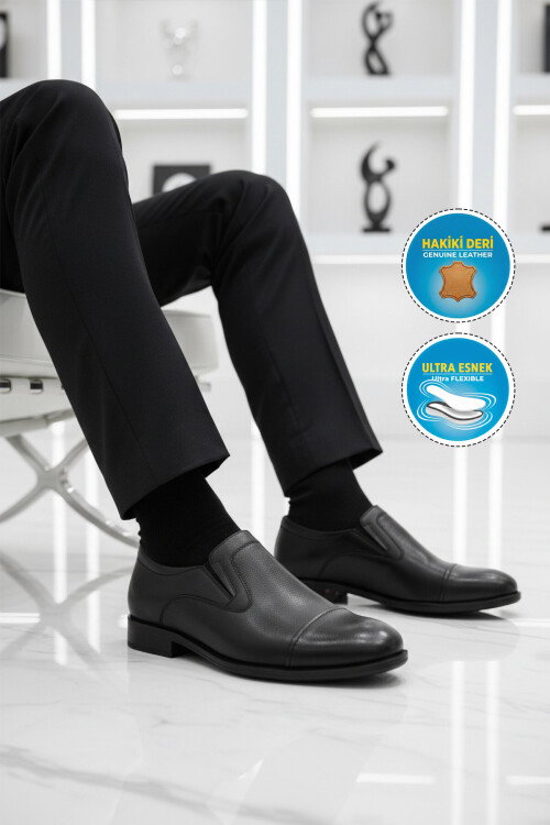 Premium Siyah Hakiki Deri Erkek Klasik Ayakkabı 692 M