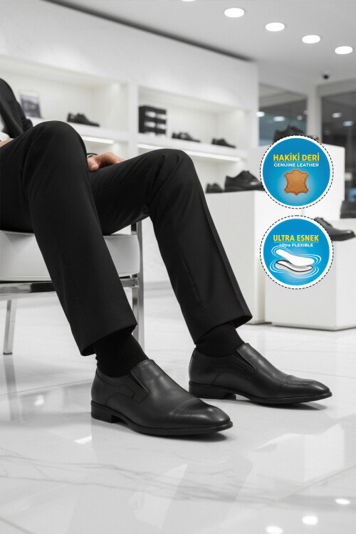 Premium Siyah Hakiki Deri Erkek Klasik Ayakkabı 696 M