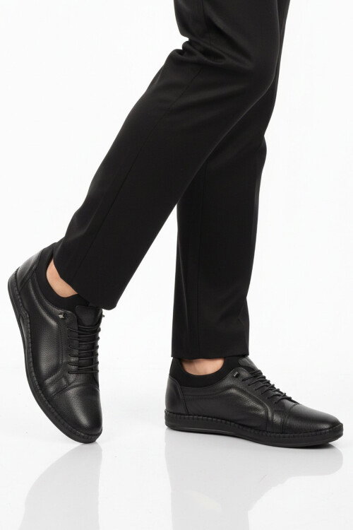 Siyah Hakiki Deri Jel Taban Anatomik Erkek Casual Ayakkabı 419 M