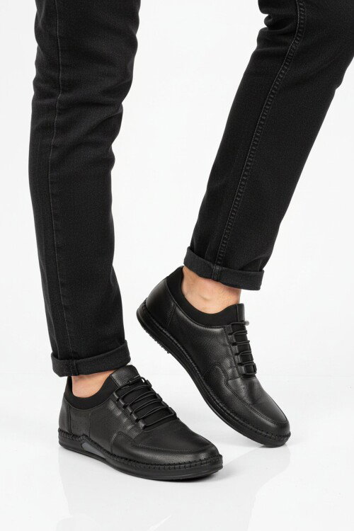 Siyah Hakiki Deri Jel Taban Anatomik Erkek Casual Ayakkabı 418 M