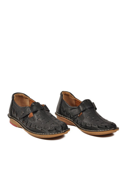 Siyah Hakiki Deri Kadın Günlük Ayakkabı PC-54559 Z