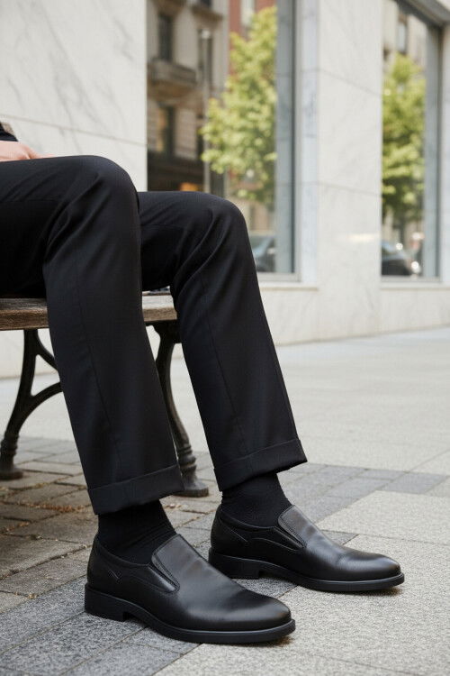 Black Genuine Leather Non-Slip Sole Mens Classic Shoes 916 M