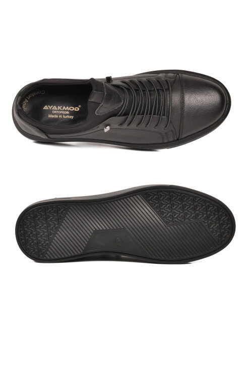 Siyah Hakiki Deri Ortopedik Erkek Casual Ayakkabı 818 M