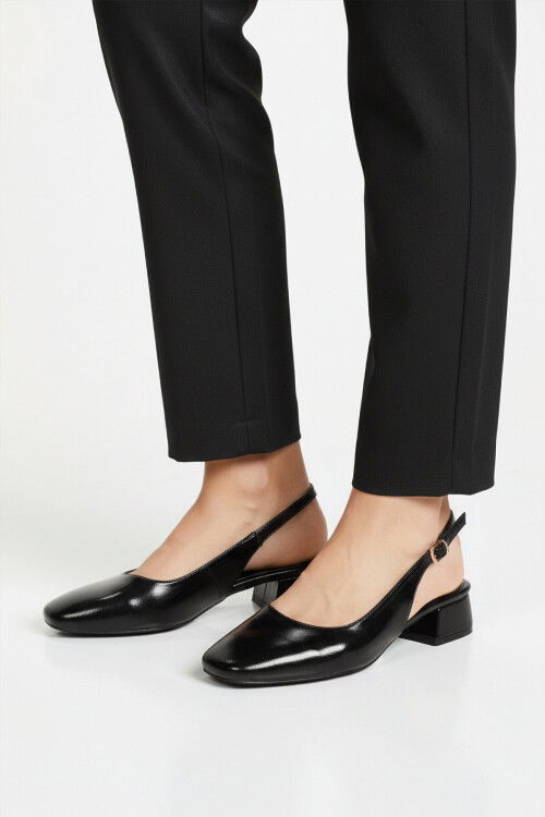 Siyah Geniş Kalıp Kadın Topuklu Abiye Ayakkabı 608422 Z