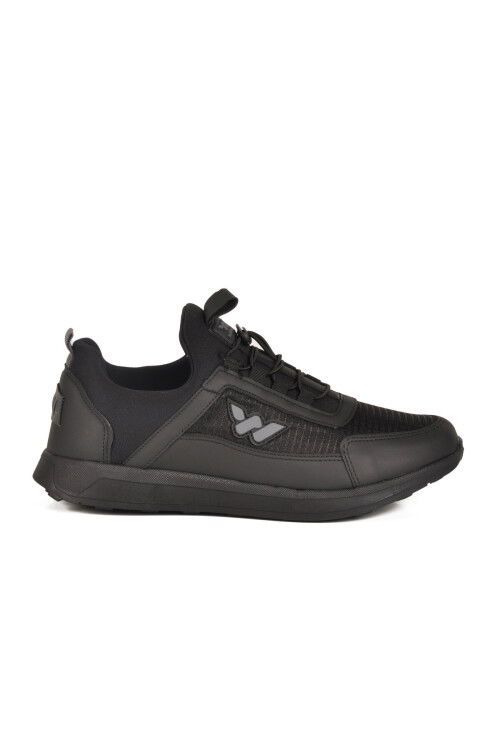 Black Lock Lace-Up Lightweight Flexible Mens Sneakers Apollo 166 M