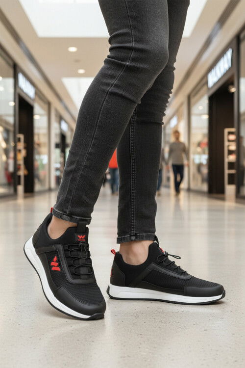 حذاء رياضي رجالي خفيف الوزن ومرن برباط أسود وأحمر من Apollo 166 M