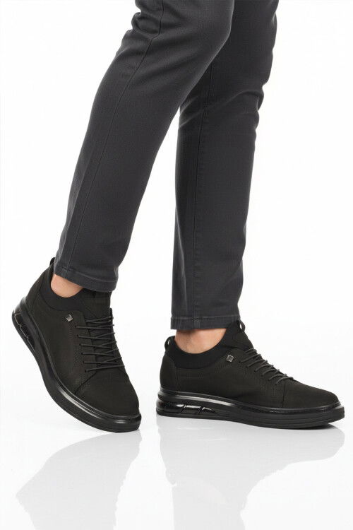 Siyah Nubuk Hakiki Deri Erkek Casual Ayakkabı 117 M