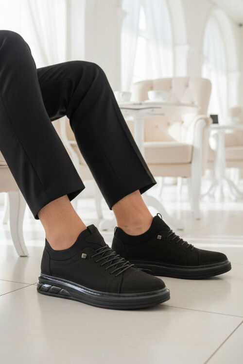 Siyah Nubuk Hakiki Deri Erkek Casual Ayakkabı 117 M