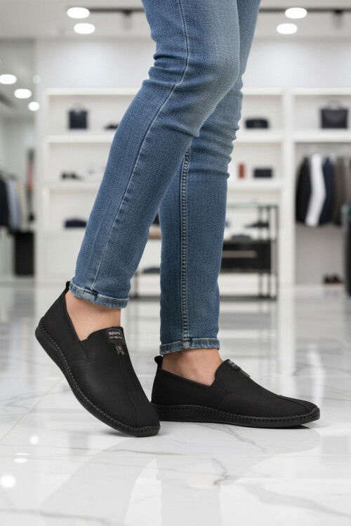 Siyah Nubuk Hakiki Deri Ortopedik Erkek Casual Ayakkabı 308 M