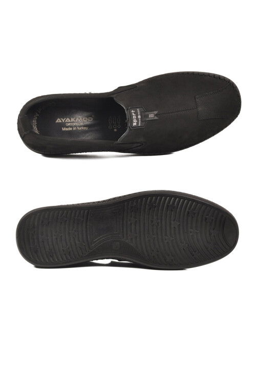 Siyah Nubuk Hakiki Deri Ortopedik Erkek Casual Ayakkabı 308 M
