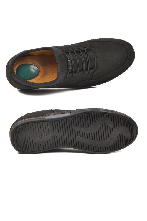 Siyah Nubuk Hakiki Deri Jel Taban Anatomik Erkek Casual Ayakkabı 418 M