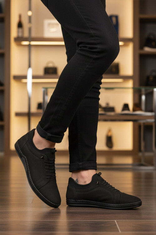 Siyah Nubuk Hakiki Deri Jel Taban Anatomik Erkek Casual Ayakkabı 419 M