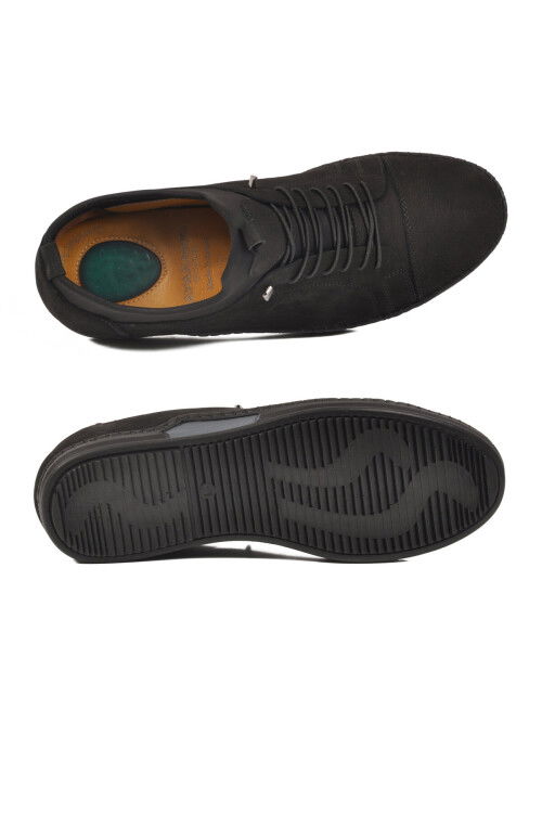 Siyah Nubuk Hakiki Deri Jel Taban Anatomik Erkek Casual Ayakkabı 419 M