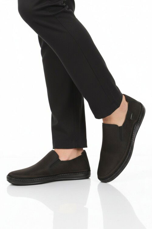 Siyah Nubuk Hakiki Deri Jel Taban Erkek Casual Ayakkabı 803 M