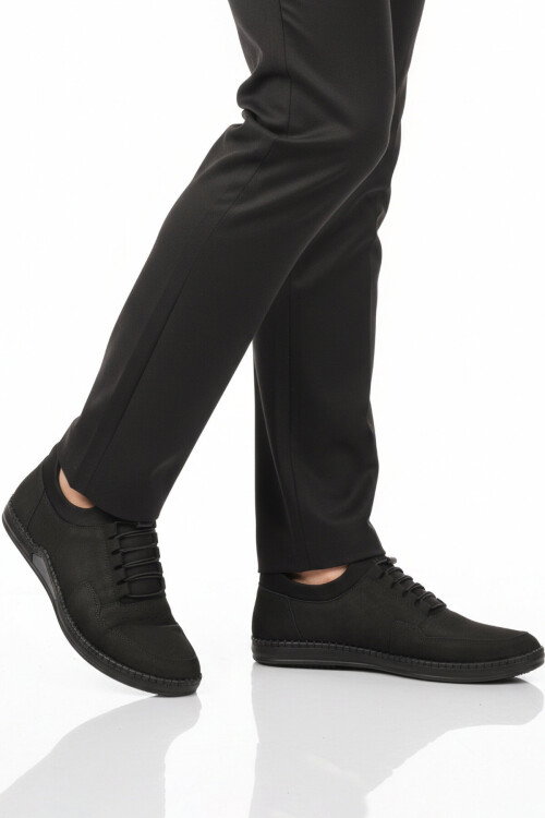 Siyah Nubuk Hakiki Deri Jel Taban Anatomik Erkek Casual Ayakkabı 418 M