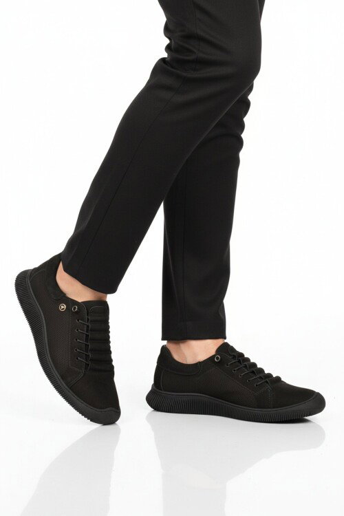 Siyah Nubuk Hakiki Deri Ortopedik Kadın Casual Ayakkabı 5605 Z